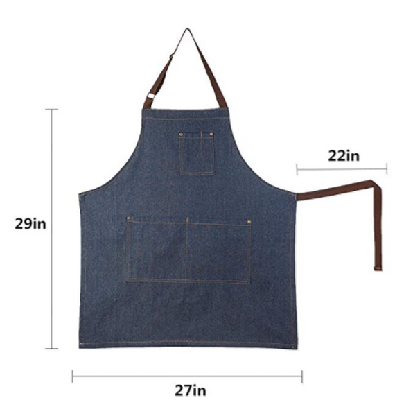 grembiule da cuoco in cotone 100% all'ingrosso grembiule in tela denim personalizzato per uomo / donna