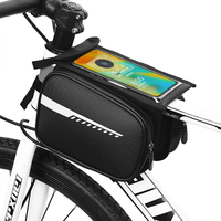 Borsa per telaio anteriore per bici in pelle PU impermeabile per esterni Borse per tubo superiore per bicicletta con supporto per telefono cellulare per ciclismo