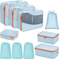 Borsa organizer per valigie da viaggio Stock Set da 8 pezzi Cubo magico riutilizzabile Cubi da imballaggio in rete Accessori da viaggio personalizzati