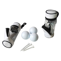 Accessori per mini golf personalizzati staccabili Borsa portaoggetti per palline da golf con cilindro in pelle con finestra in PVC Commercio all'ingrosso economico