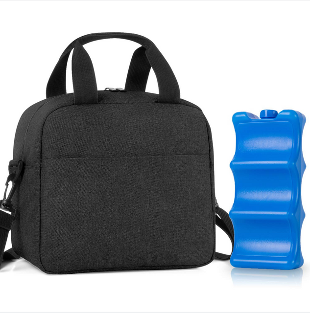 Borsa Termica Per Pranzo Portatile – Contenitore Isotermico Morbido Per Ufficio, Lavoro, Picnic, Viaggi, Con Tasca Frontale, Fodera PEVA, Manico Con Fibbia, Nero - 2