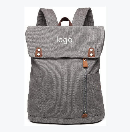 Zaino in tela vintage da uomo personalizzato per laptop, scuola, viaggio, escursionismo, campeggio, zaino grigio